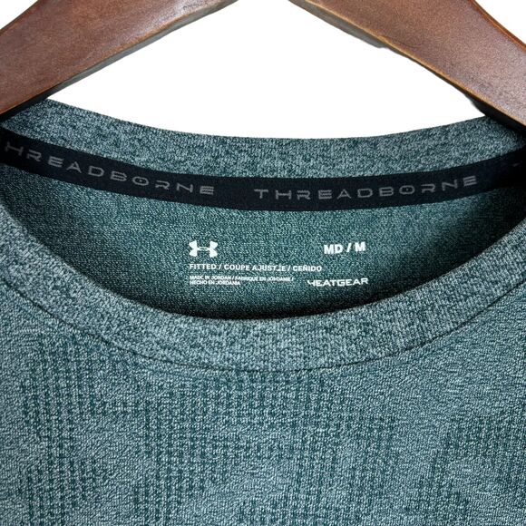 Under Armour Threadborne Fitted Green Camo Half Sleeve T-Shirt Men's Medium - Picture 2 of 5